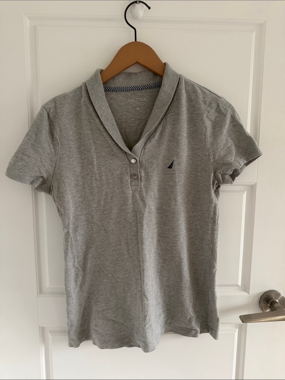 Nautica Light Gray Short Sleeve Polo Collar M